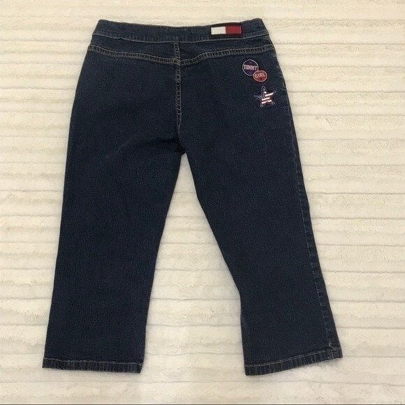 Vintage Tommy Jeans Girl Juniors Denim Jean Patch Capri Pants Sz 4‎ or 5 - Picture 4 of 6